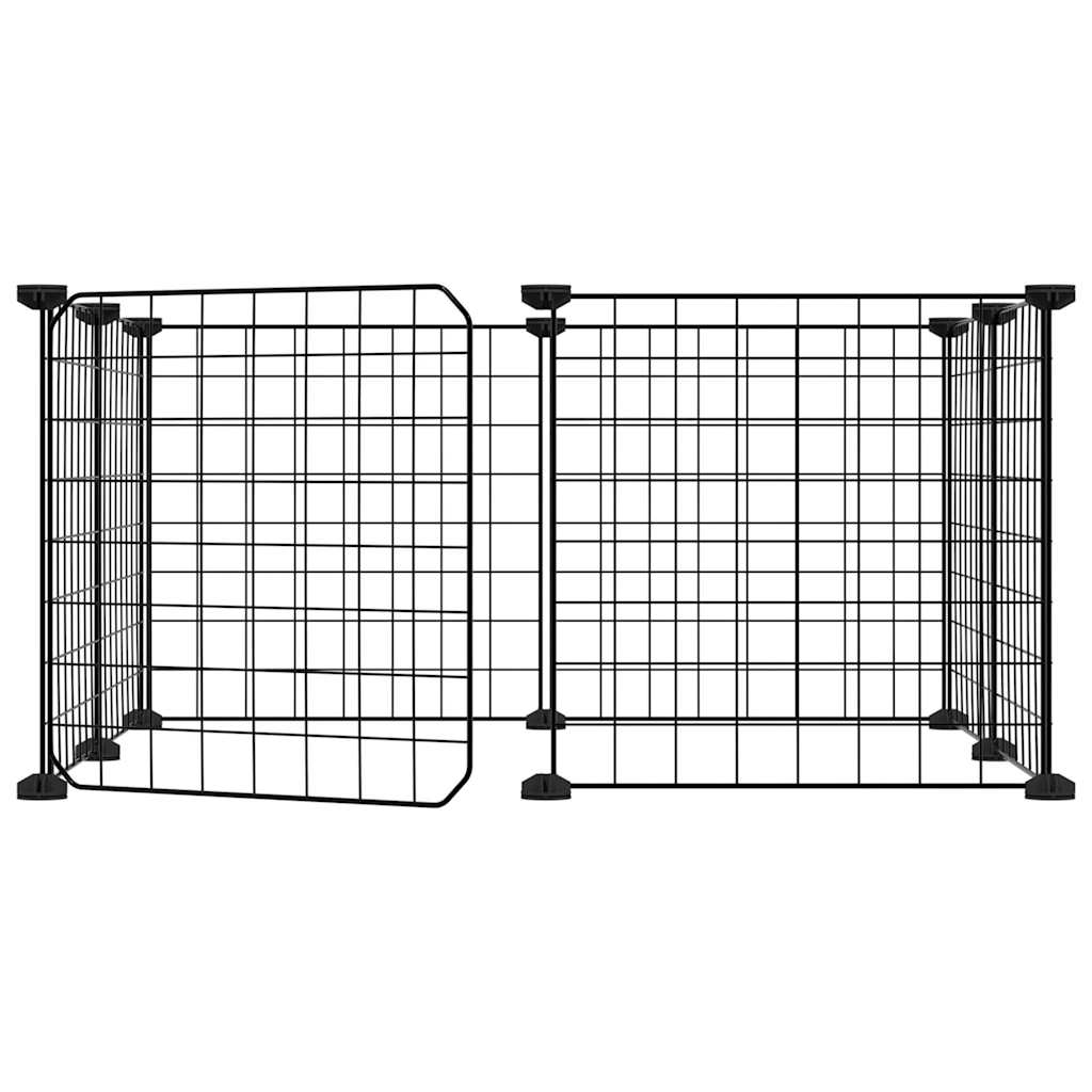 Vidaxl Petts Cage avec porte 8 panneaux 35x35 cm en acier noir