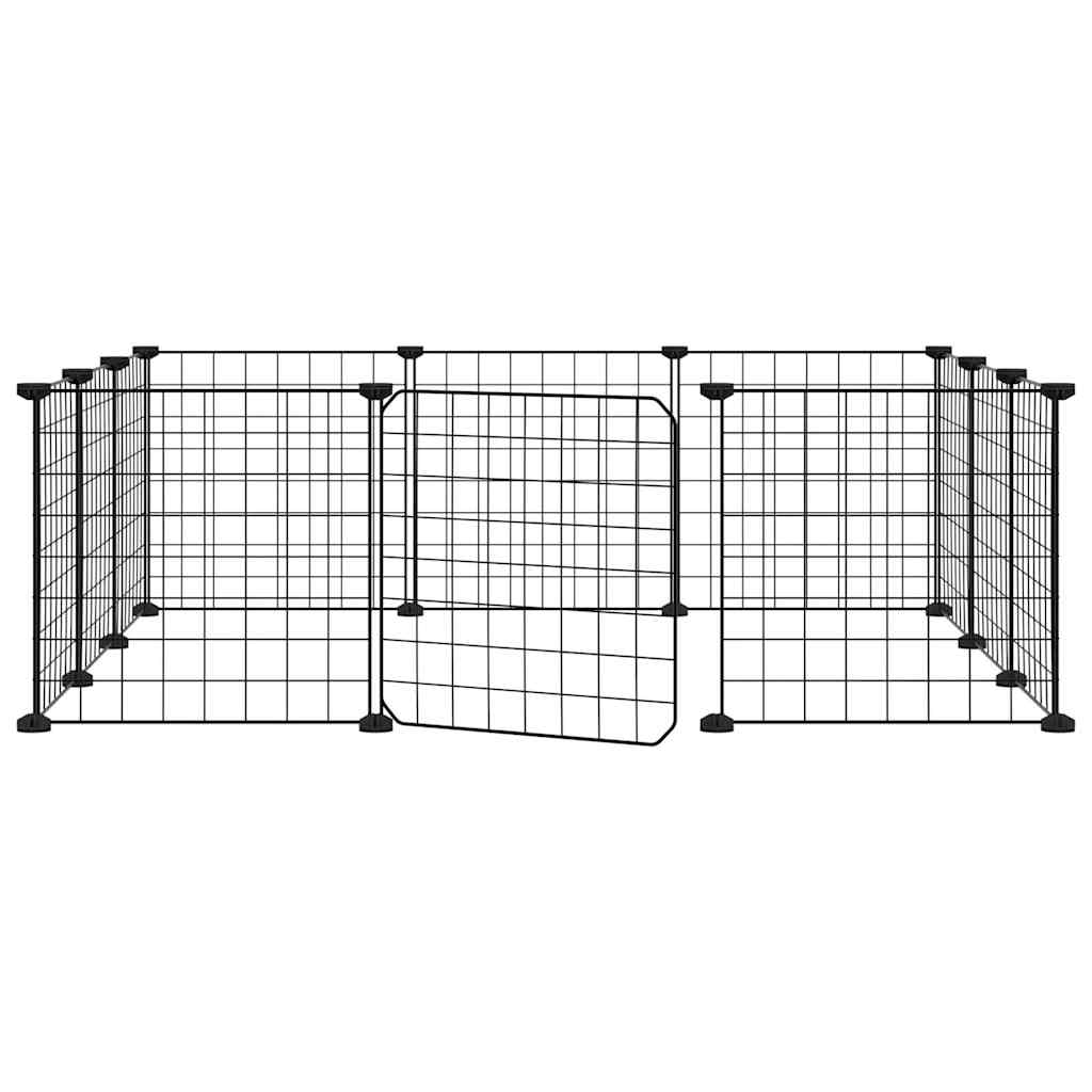 Vidaxl Petts Cage avec porte 12 panneaux 35x35 cm en acier noir