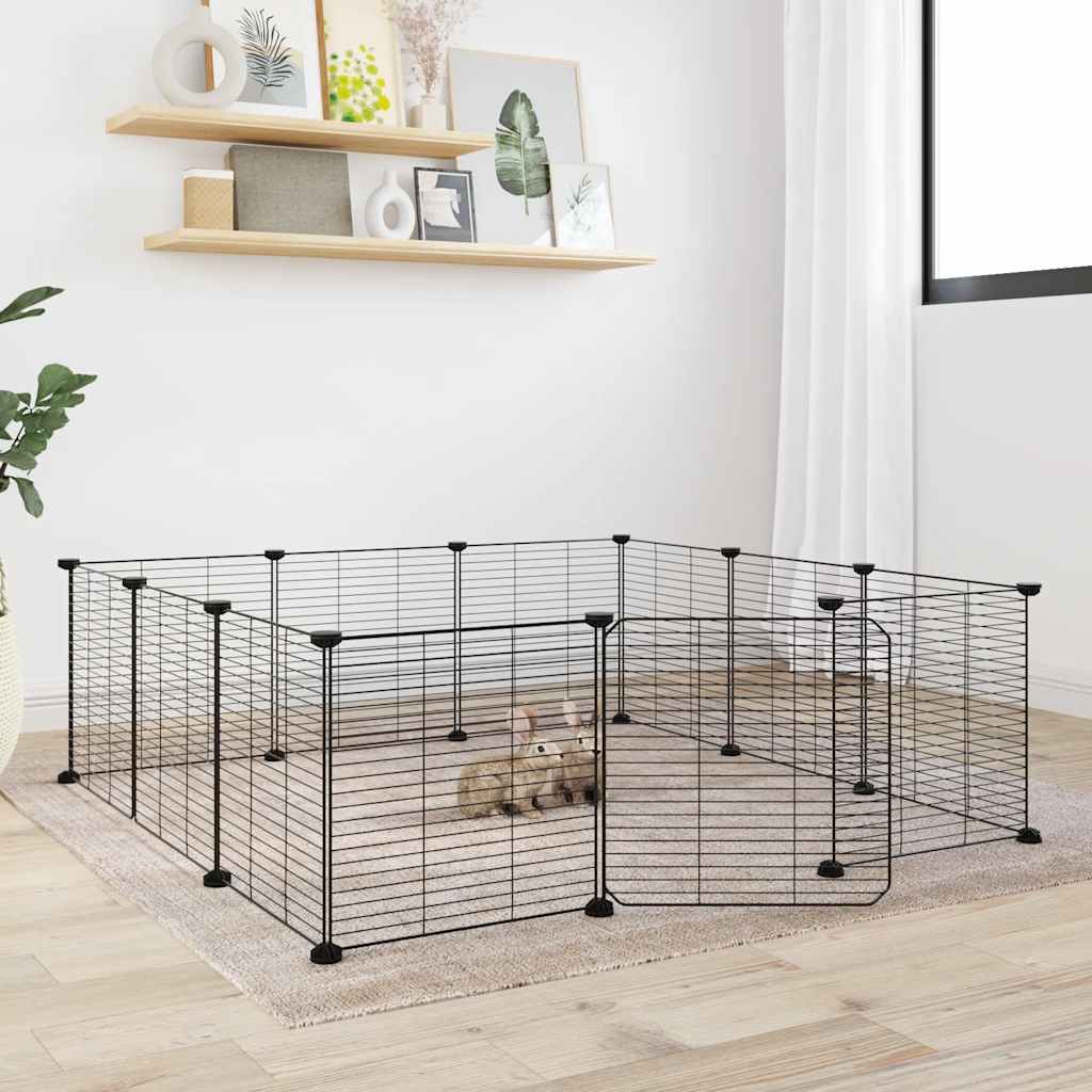 Vidaxl Pets Cage z vrati 12 plošč 35x35 cm jeklena črna