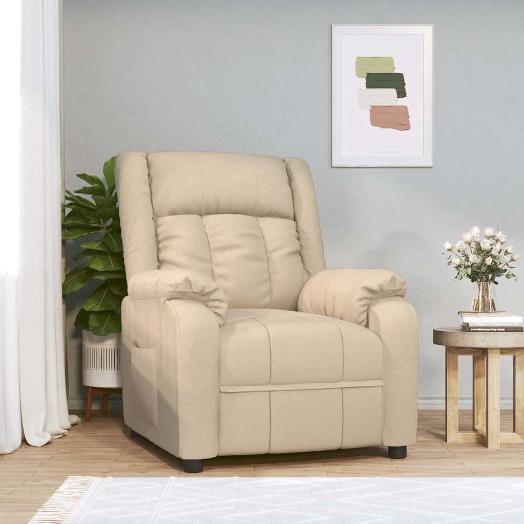 Vidaxl fauteuil verstelbaar stof crèmekleurig
