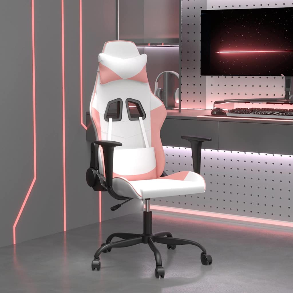 Vidaxl massage gamestoel kunstleer wit en roze