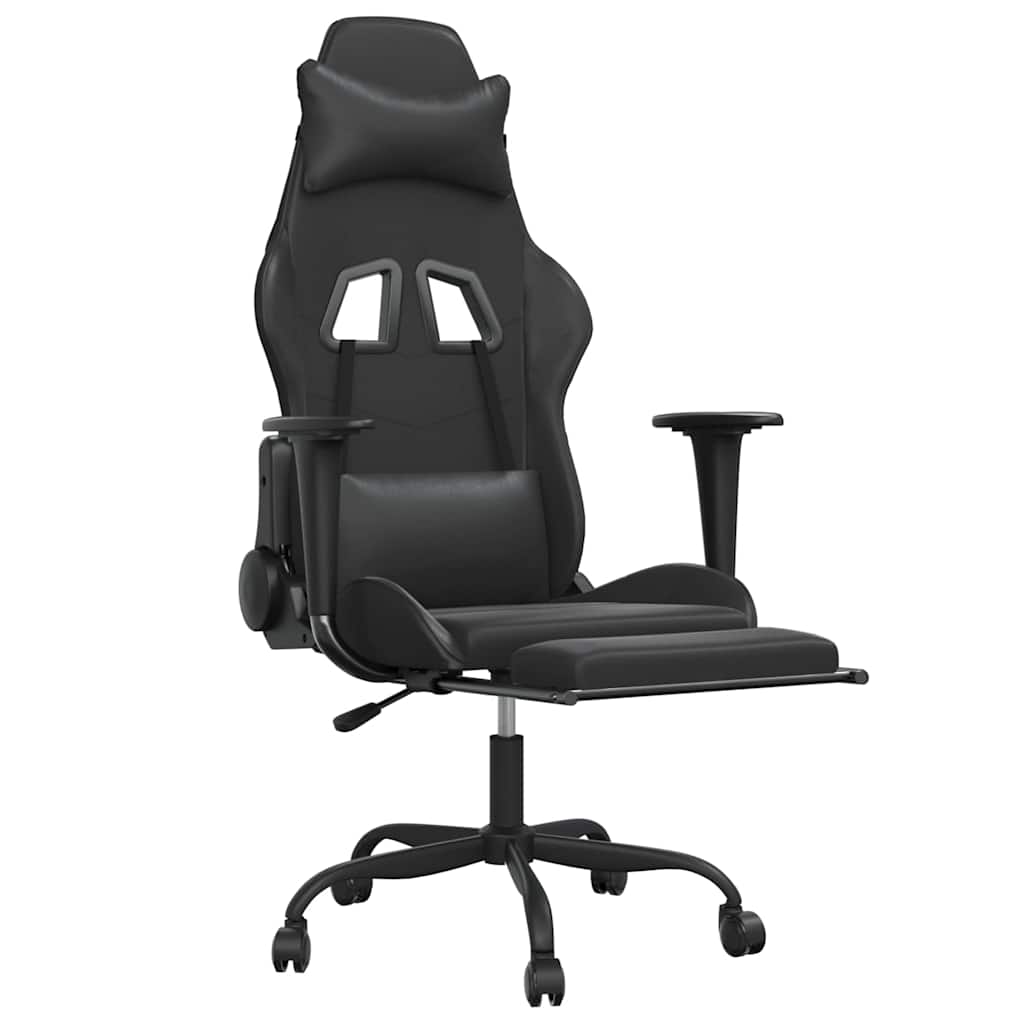 Vidaxl massage gamestoel met voetensteun kunstleer zwart