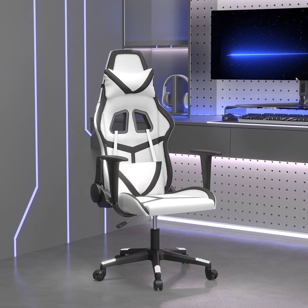 Vidaxl massage gamestoel kunstleer wit en zwart