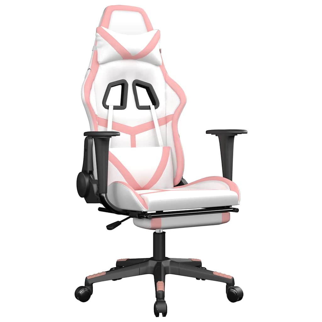 Vidaxl massage gamestoel met voetensteun kunstleer zwart en roze