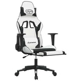 Vidaxl massage gamestoel met voetensteun kunstleer wit en zwart