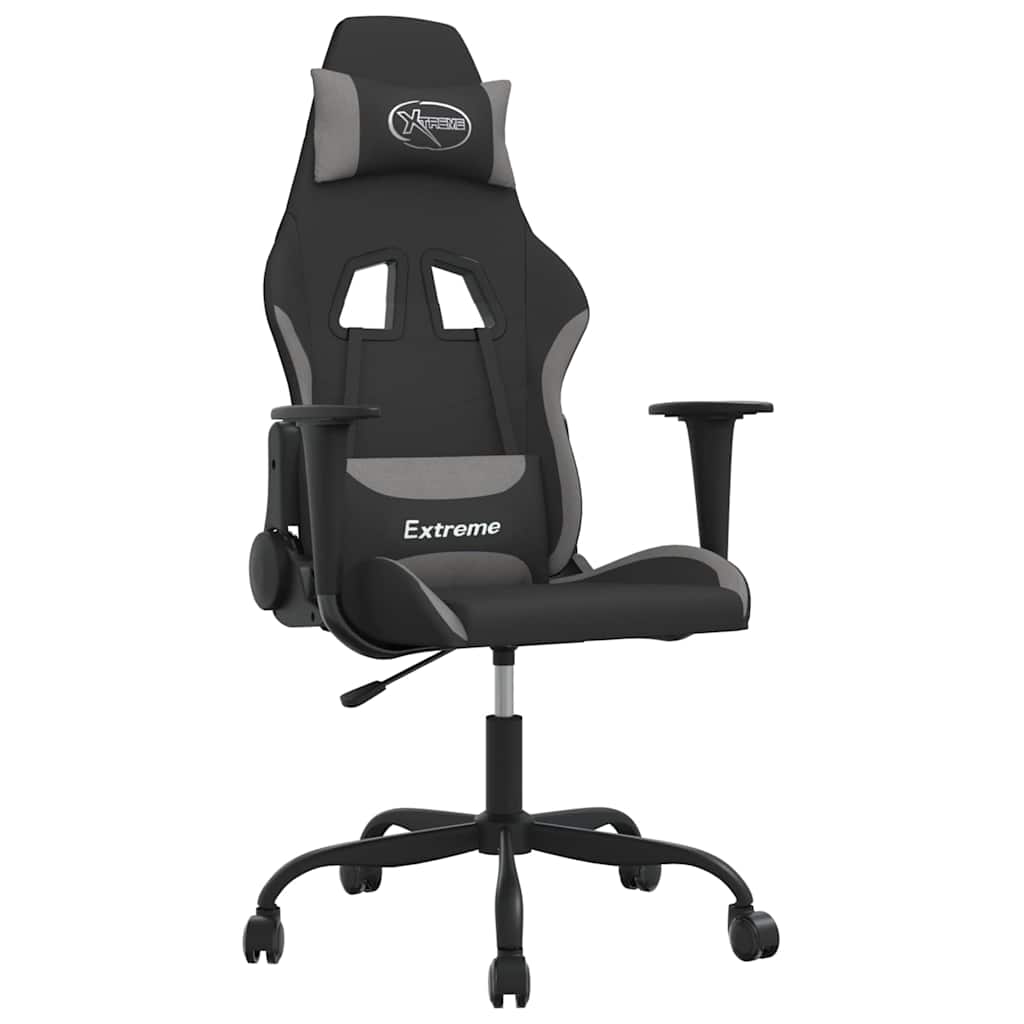 Vidaxl massage gamestoel stof zwart en lichtgrijs