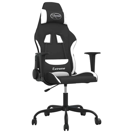 Vidaxl massage gamestoel stof zwart en wit