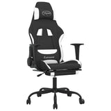 Vidaxl massage gamestoel met voetensteun stof zwart en wit