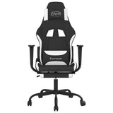 Vidaxl massage gamestoel met voetensteun stof zwart en wit