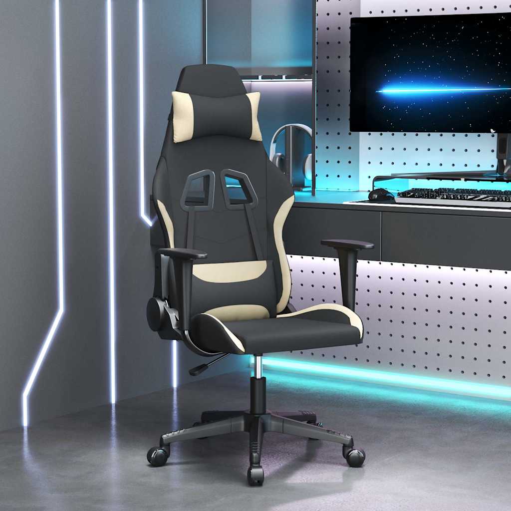 Vidaxl massage gamestoel stof zwart en crèmekleurig