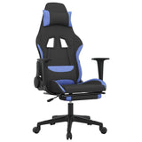Vidaxl massage gamestoel met voetensteun stof zwart en blauw