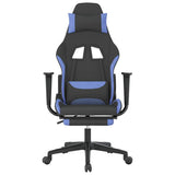 Vidaxl massage gamestoel met voetensteun stof zwart en blauw
