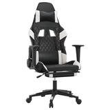 Vidaxl massage gamestoel met voetensteun kunstleer zwart en wit