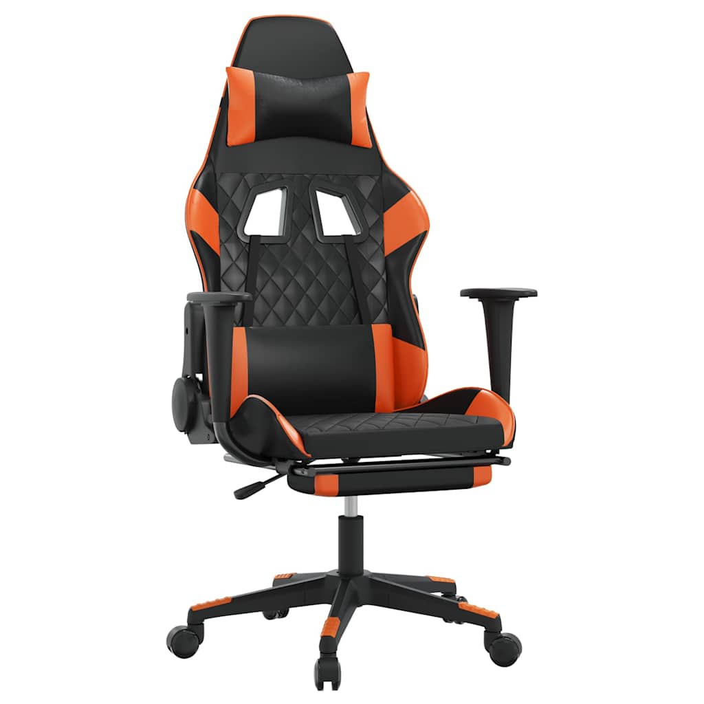 Vidaxl massage gamestoel met voetensteun kunstleer zwart en oranje