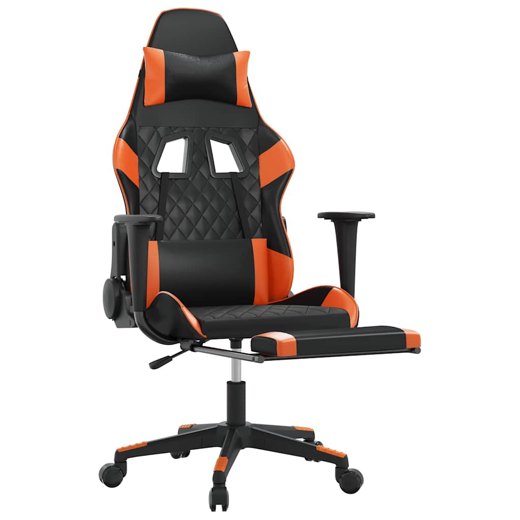 Vidaxl massage gamestoel met voetensteun kunstleer zwart en oranje