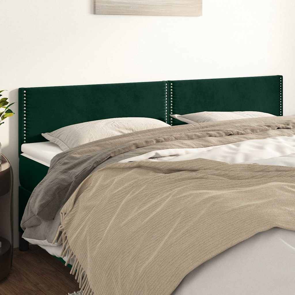Vidaxl hoofdborden 2 st 100x5x78 88 cm fluweel donkergroen
