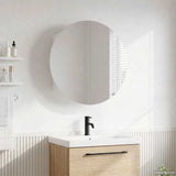 Vidaxl badkamerkast met ronde spiegel en led 40x40x17,5 cm wit