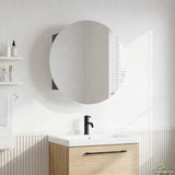 Vidaxl badkamerkast met ronde spiegel en led 40x40x17,5 cm grijs