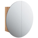 Vidaxl badkamerkast met ronde spiegel en led 47x47x17,5 cm eiken