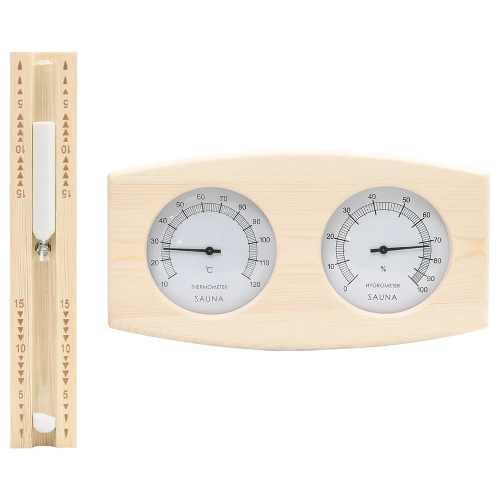 Vidaxl Saunaset 2-In1 Hygrothermograil y Hourglass Solid Pine