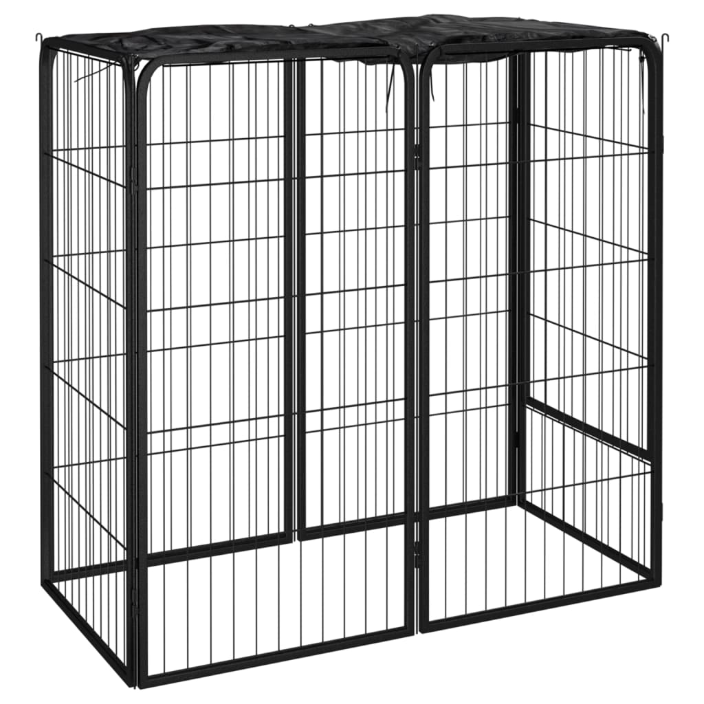 Vidaxl Kennel de perros 6 paneles 50 x 100 cm de polvo -acero negro