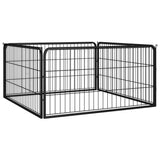 Vidaxl Kennel 4 paneles 100x50 cm de polvo -acero cubierto negro