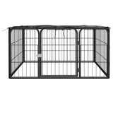 Vidaxl Kennel 4 paneles 100x50 cm de polvo -acero cubierto negro