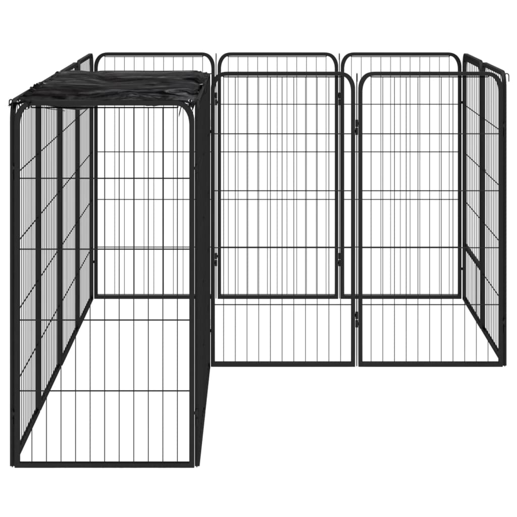 Vidaxl Hond Kennel 14 Paneele 50 x 100 cm Pudder -coated Stol schwaarz