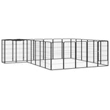 Vidaxl Dog Kennel 26 panneaux 50x100 cm en poudre - en acier noir