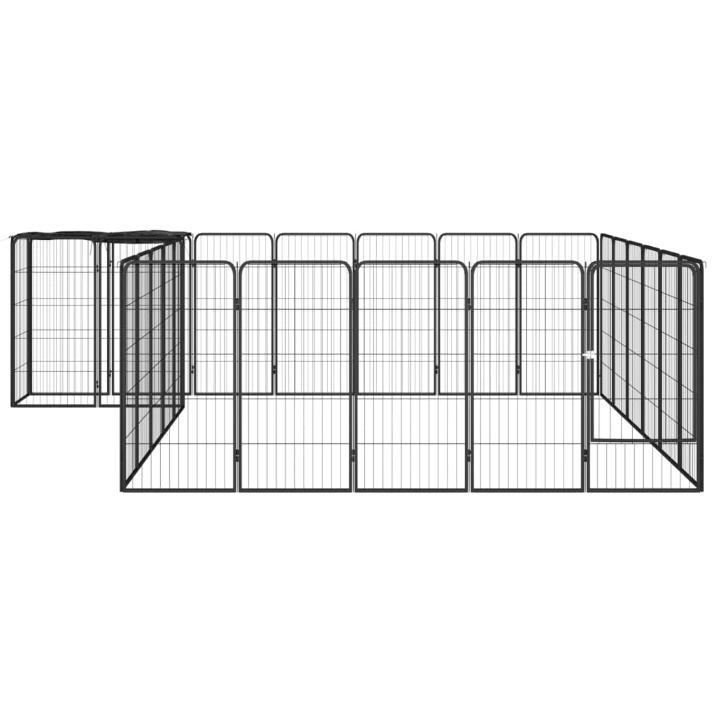 Vidaxl Dog Kennel 26 panneaux 50x100 cm en poudre - en acier noir