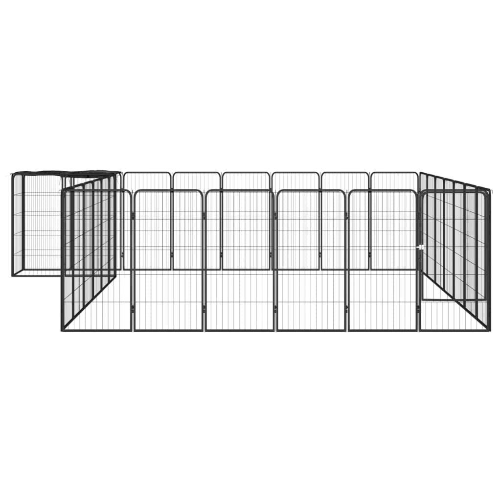 Vidaxl Hond Kennel 30 Panel 50 x 100 cm Pudder -coated Stol schwaarz