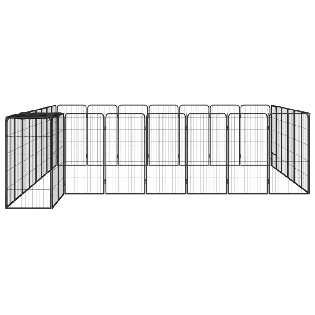 Vidaxl Hond Kennel 30 Panel 50 x 100 cm Pudder -coated Stol schwaarz