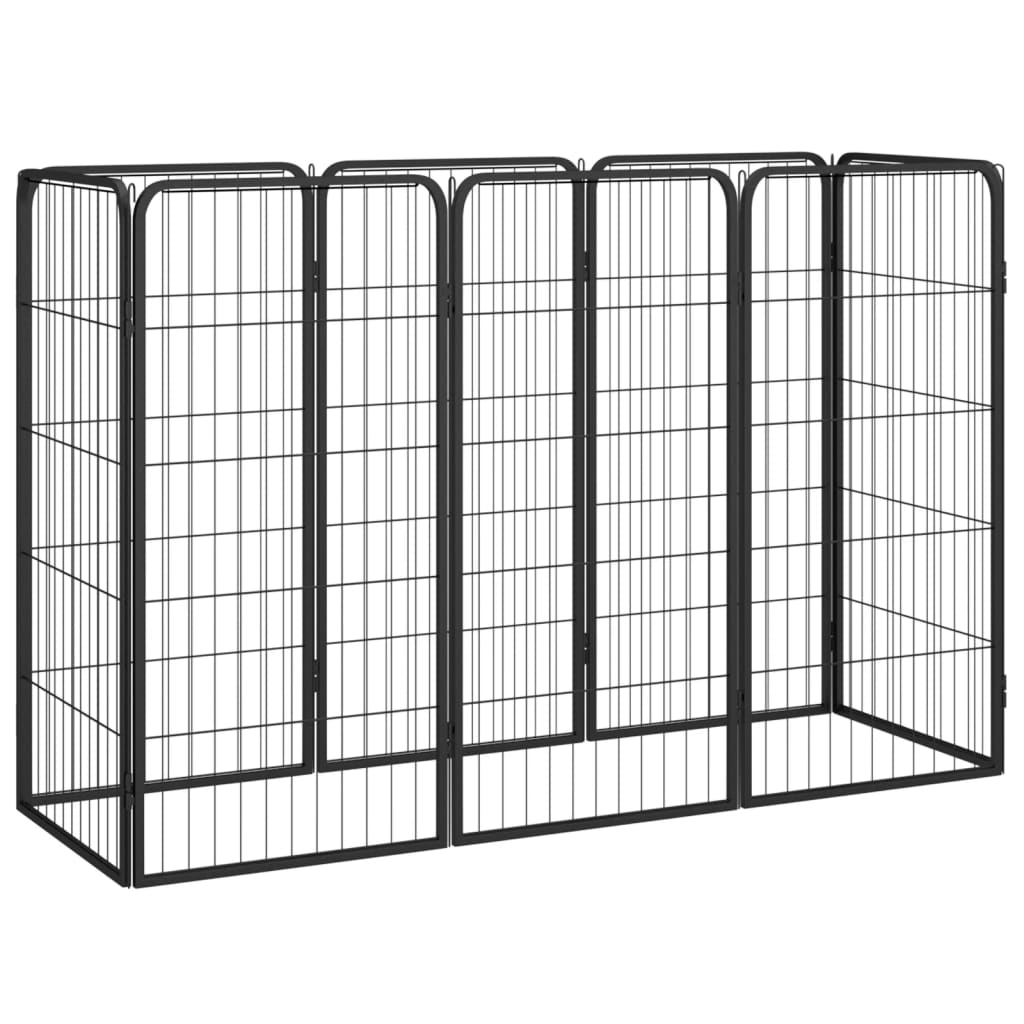 Vidaxl Dog Kennel 8 Panels 50x100 cm pulver -belagt stål sort