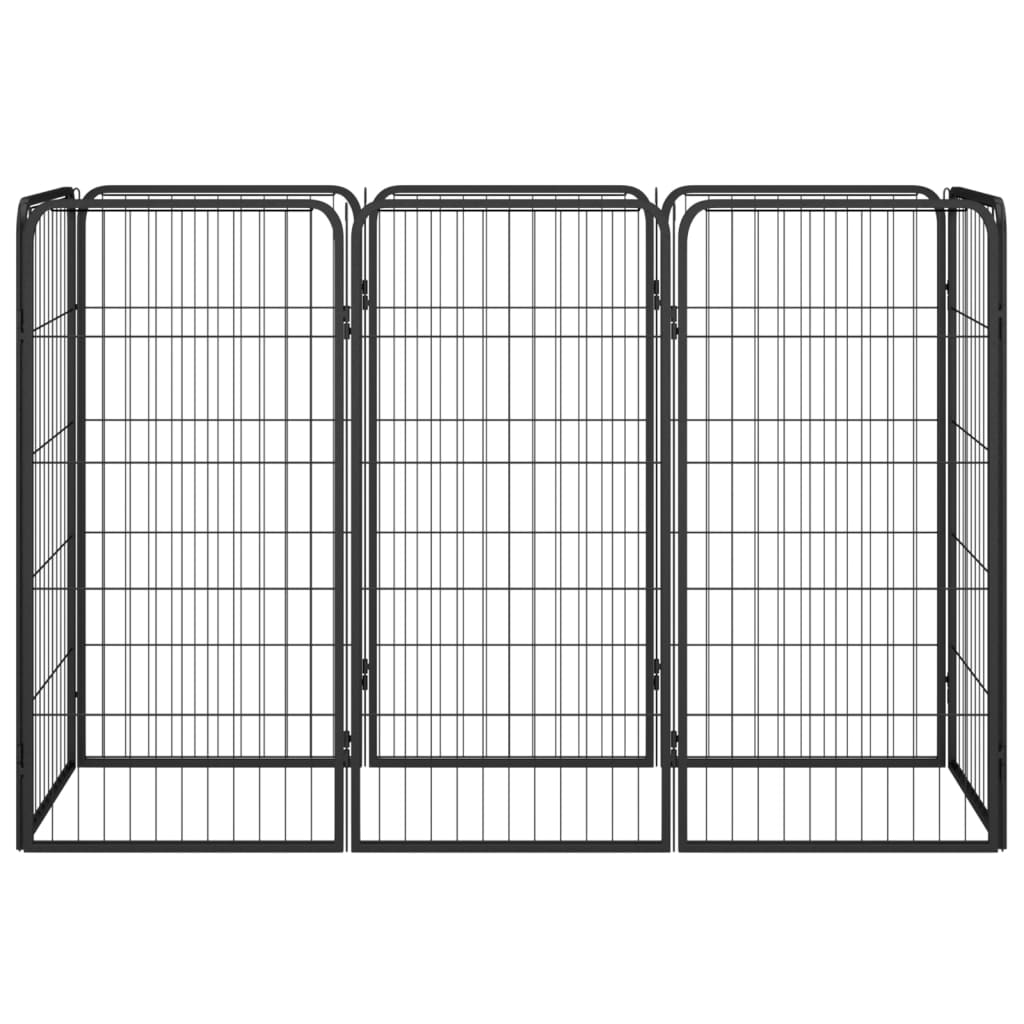 Vidaxl Dog Kennel 8 Panels 50x100 cm pulver -belagt stål sort