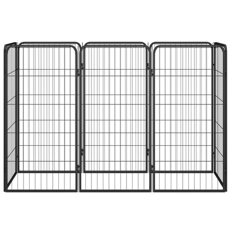 VidaXL Hundehütte 8 Paneele 50x100 cm pulverbeschichteter Stahl schwarz
