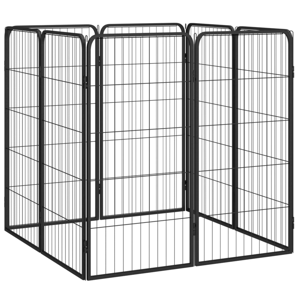 Vidaxl Dog Kennel 8 Panels 50x100 cm pulver -belagt stål sort