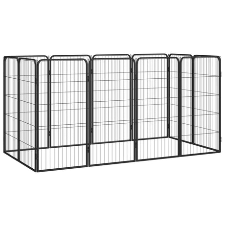 Vidaxl Hundehütte 12 Paneele 50 x 100 cm pulverbeschichteter Stahl schwarz
