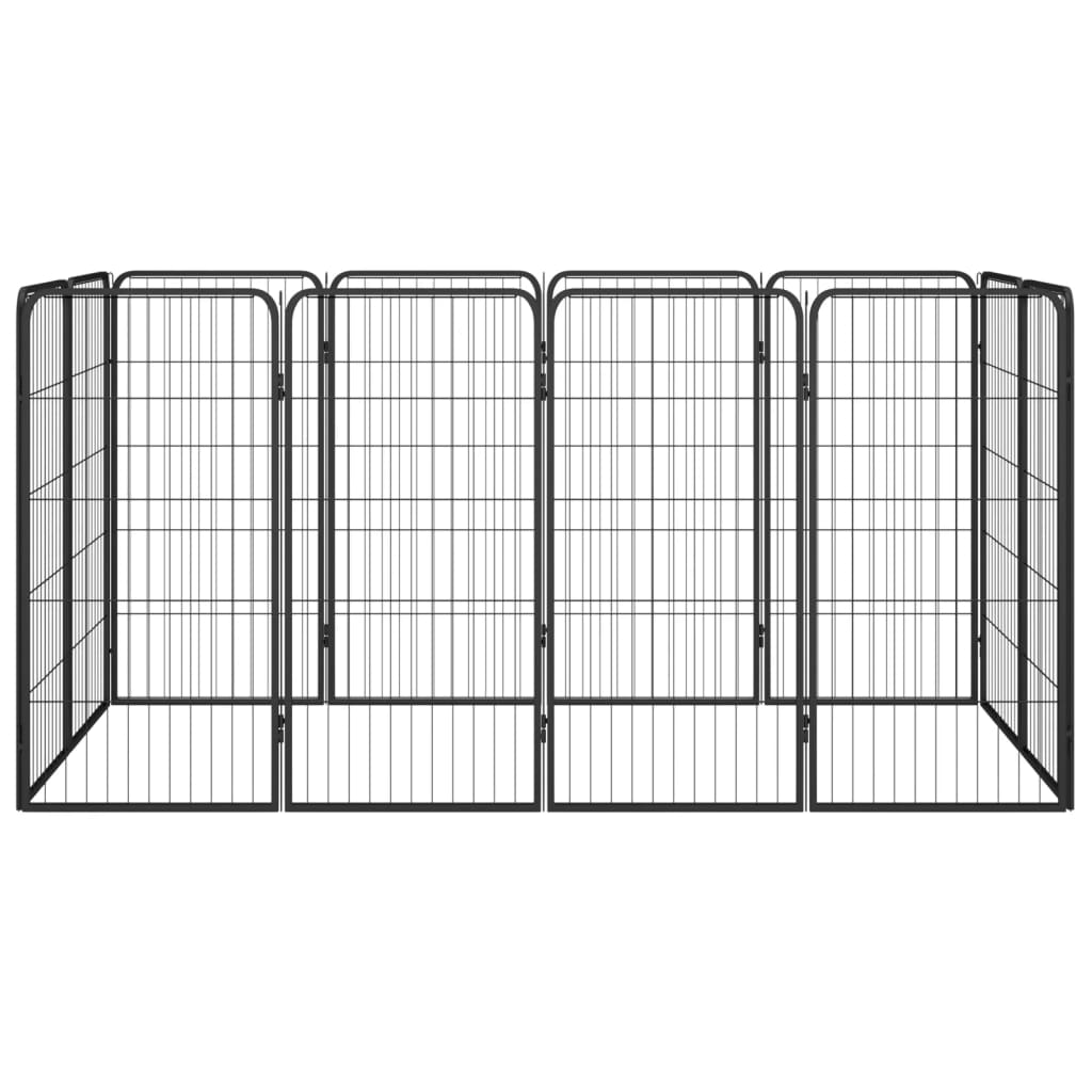 Vidaxl -Hundezwinger 12 Paneele 50 x 100 cm Pulver -Stahlschwarz