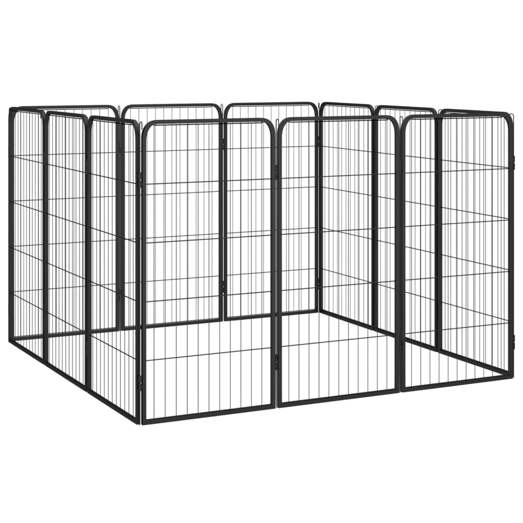 Vidaxl Dog Kennel 12 Panels 50 x 100 cm pulverlakkert stål svart