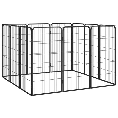Vidaxl Hundehütte 12 Paneele 50 x 100 cm pulverbeschichteter Stahl schwarz