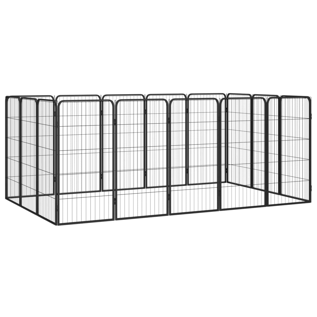 Vidaxl -Hund Kennel 16 Paneele 50 x 100 cm Pulver -Stahlschwarz