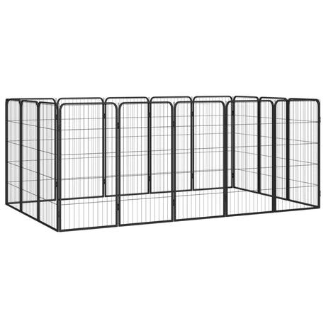 Vidaxl Hundehütte 16 Paneele 50 x 100 cm pulverbeschichteter Stahl schwarz
