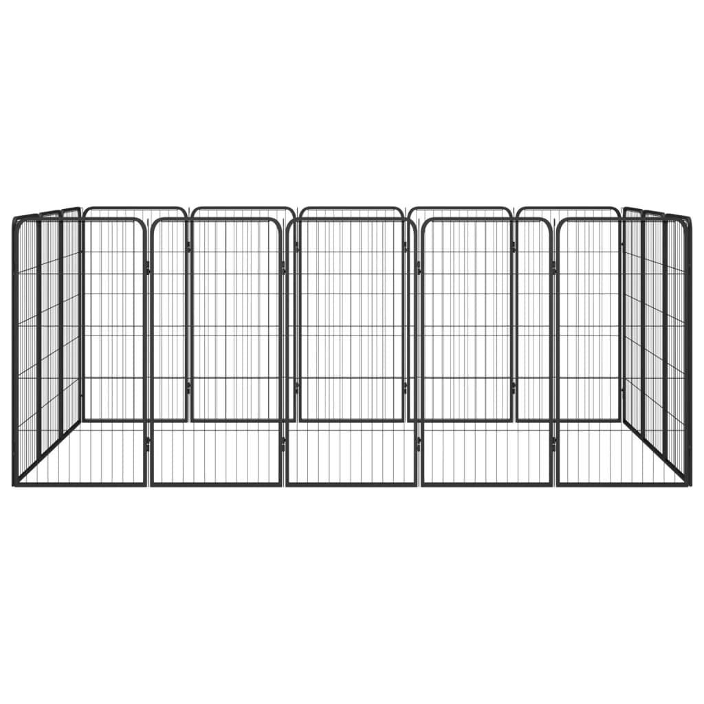 Vidaxl -Hund Kennel 16 Paneele 50 x 100 cm Pulver -Stahlschwarz