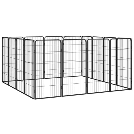 Vidaxl Hundehütte 16 Paneele 50 x 100 cm pulverbeschichteter Stahl schwarz