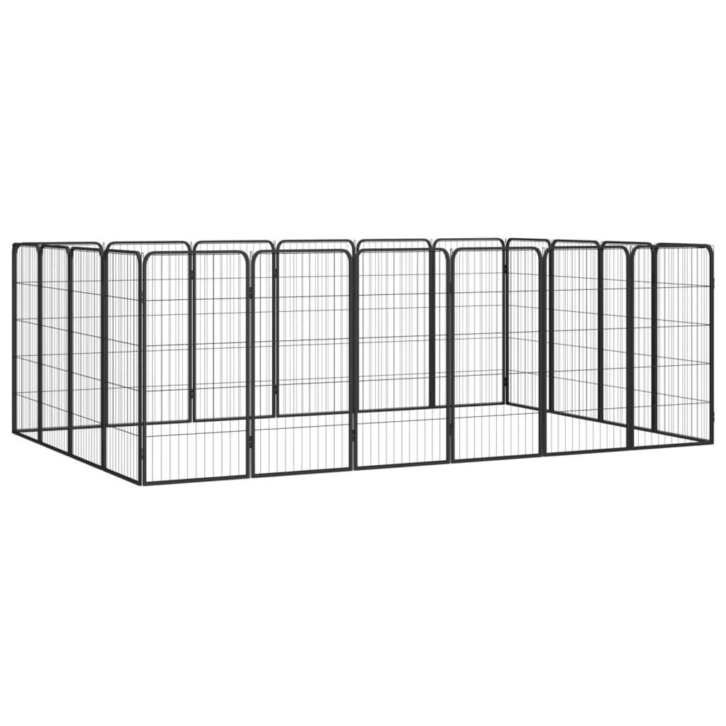 Vidaxl Dog Kennel 20 panneaux 50 x 100 cm en poudre et en acier noir