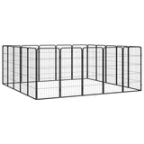 Vidaxl Dog Kennel 20 panneaux 50 x 100 cm en poudre et en acier noir