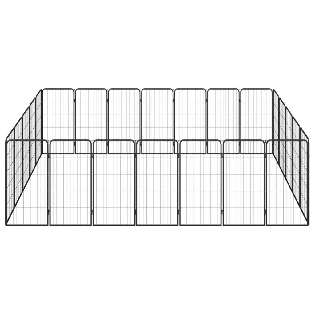 Vidaxl Dog Kennel 24 panneaux 50 x 100 cm en poudre et en acier noir