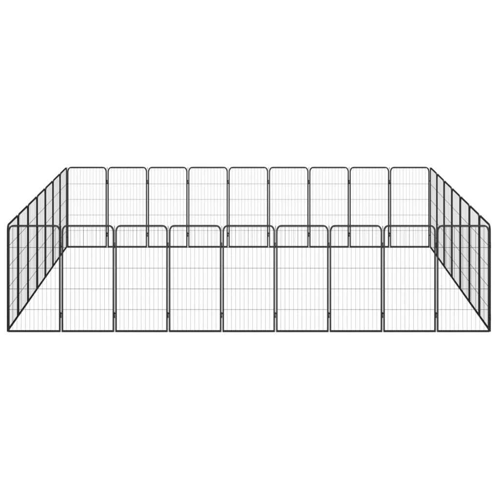 Vidaxl Hond Kennel 32 Pneele 50 x 100 cm Pudder -coated Stol schwaarz