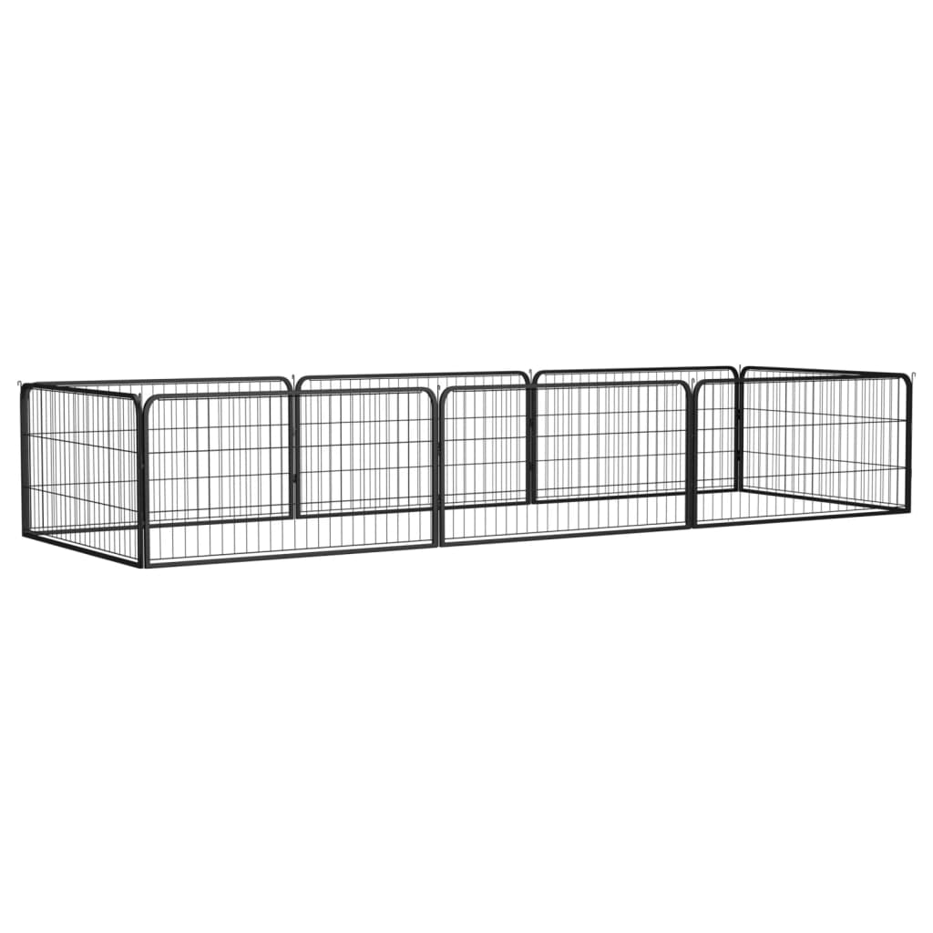 Vidaxl Dog Kennel 8 Panels 100x50 cm pulver -belagt stål sort