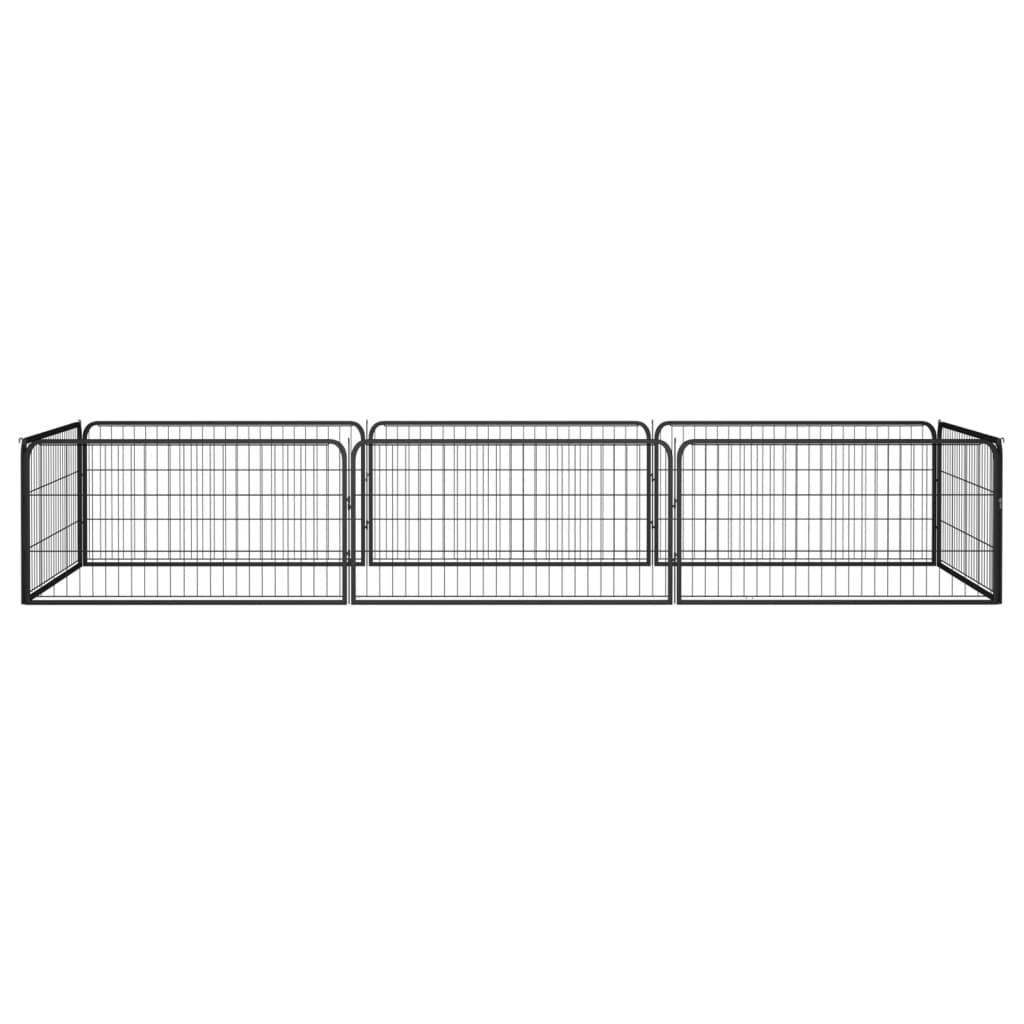 Vidaxl Dog Kennel 8 Panels 100x50 cm pulver -belagt stål sort